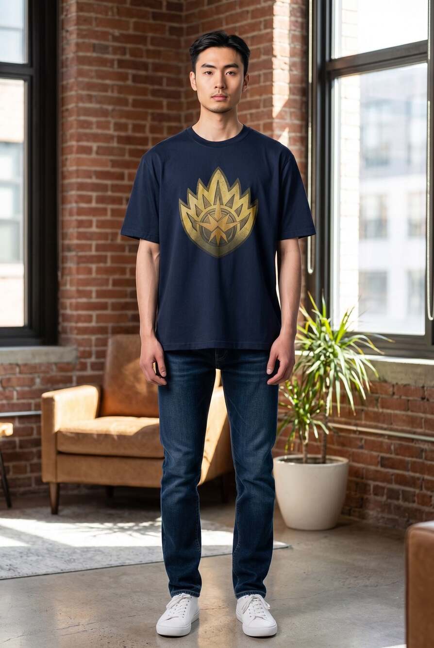 Marvel Studios Guardians of the Galaxy Vol. 3 Flame Crest Navy Graphic T-Shirt